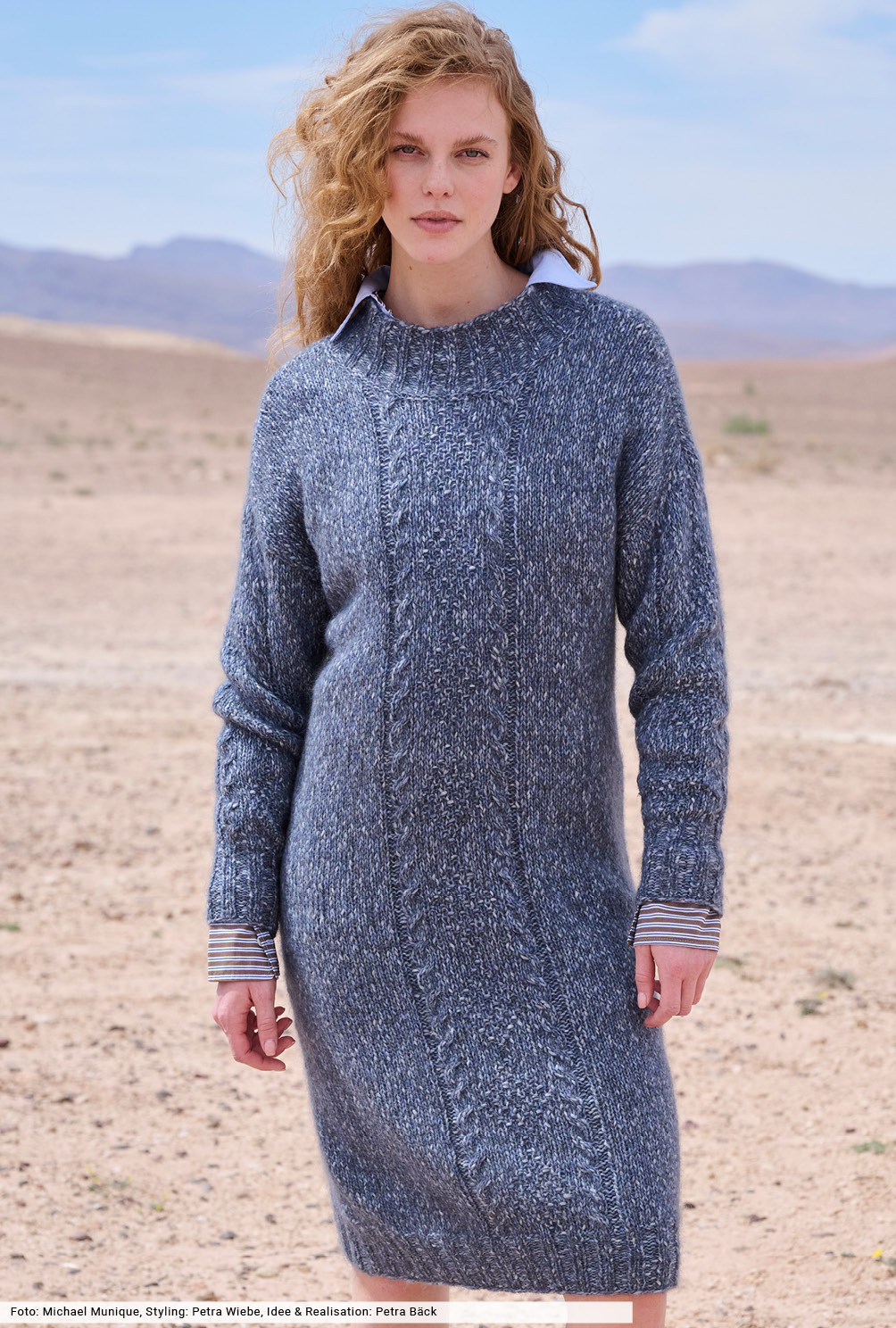 Modellansicht Bild 2: Kleid mit mittigem Musterstreifen