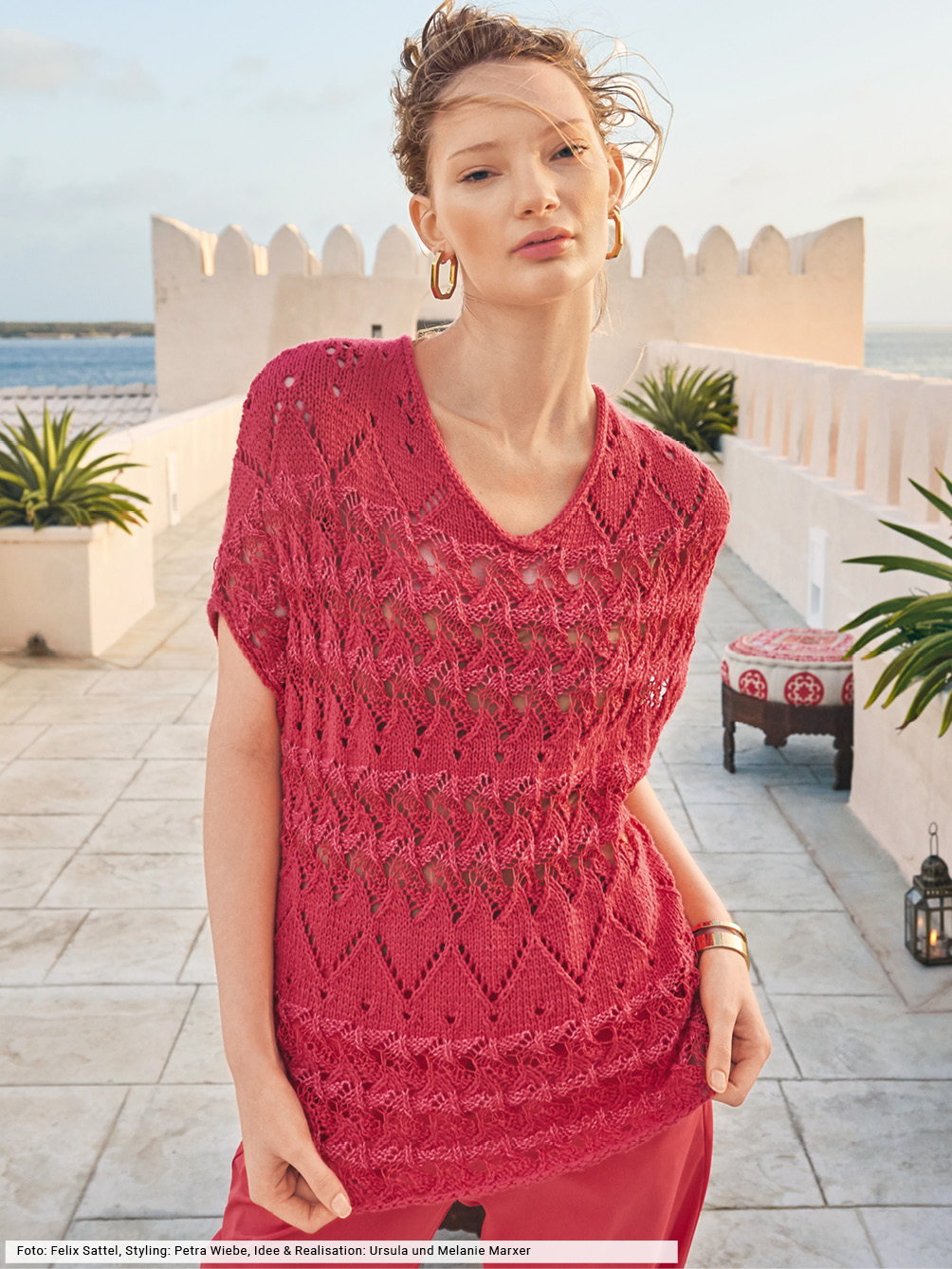 Modellansicht Bild 1: Pulli mit Material- und Mustermix
