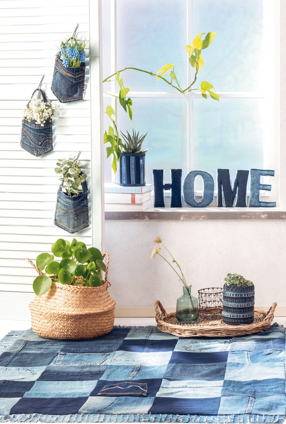 Modellansicht Bild 2: Set aus Teppich und Übertopfen aus recyceltem Jeansstoff