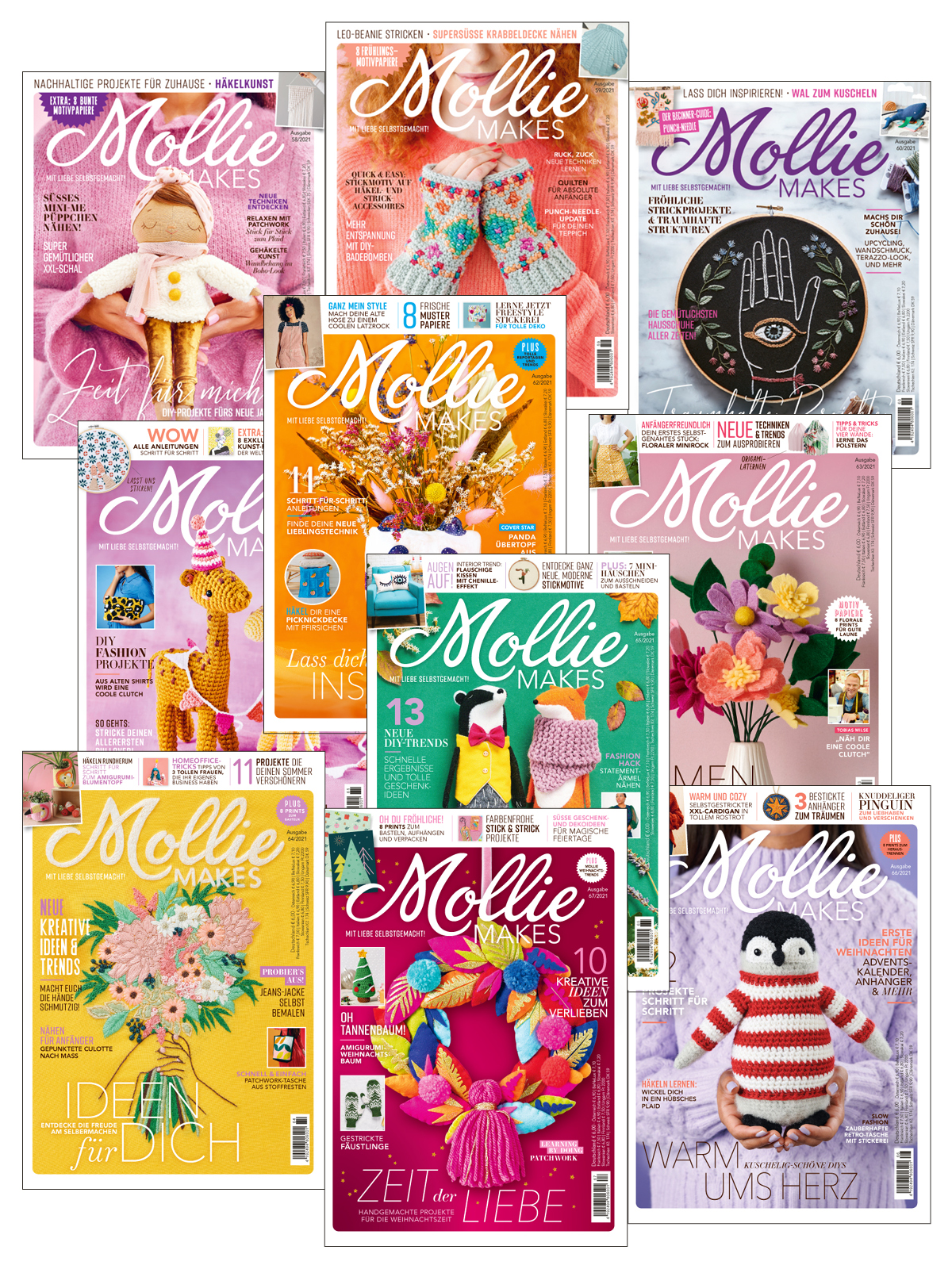 E-Paper Bundle - Mollie Makes alle Ausgaben aus dem Jahr 2021 Magazin Produktbild: E-Paper Bundle Mollie Makes: 58+59+60+61+62+63+64+65+66+67