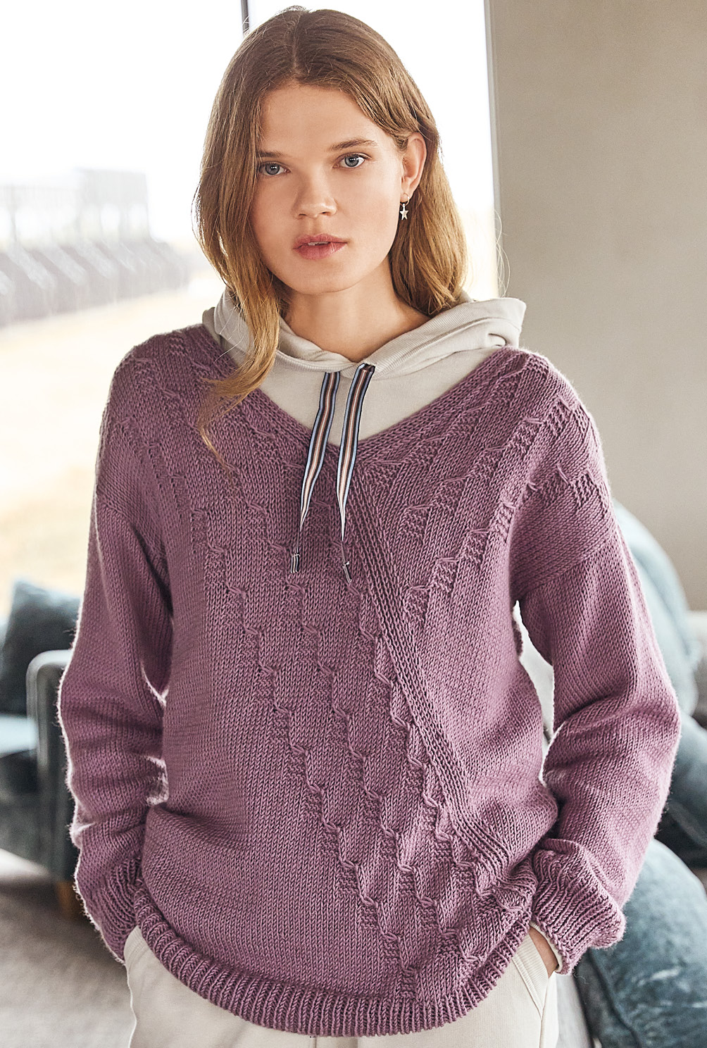 Asymmetrischer Pulli in Lila