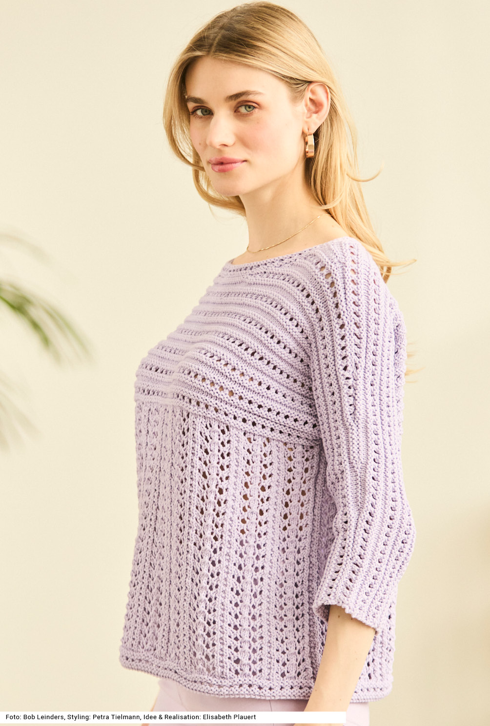 Modellansicht Bild 3: Pullover im Ajourmuster
