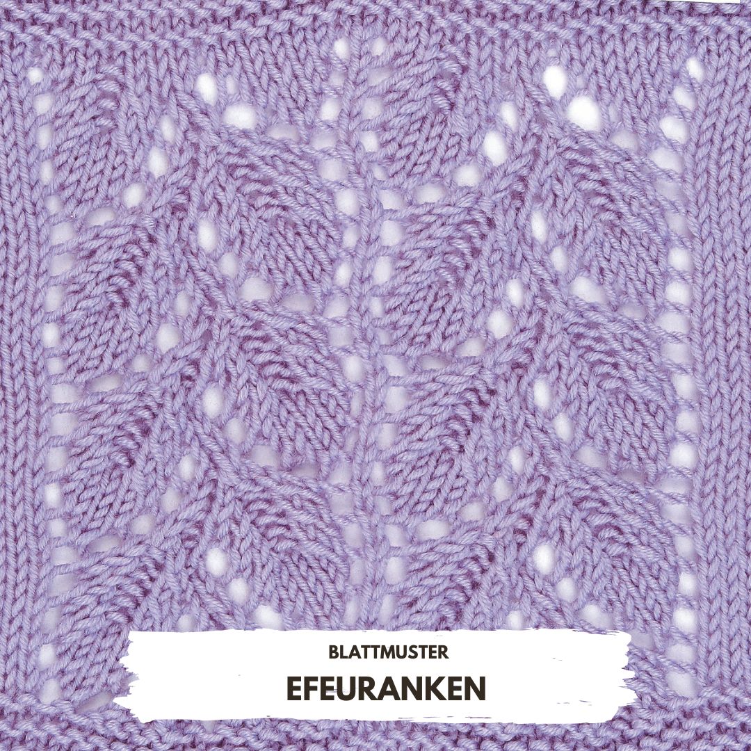 Lila gestricktes Design, handgemacht. Fein gestrickte Blätter, detailreich und modisch.