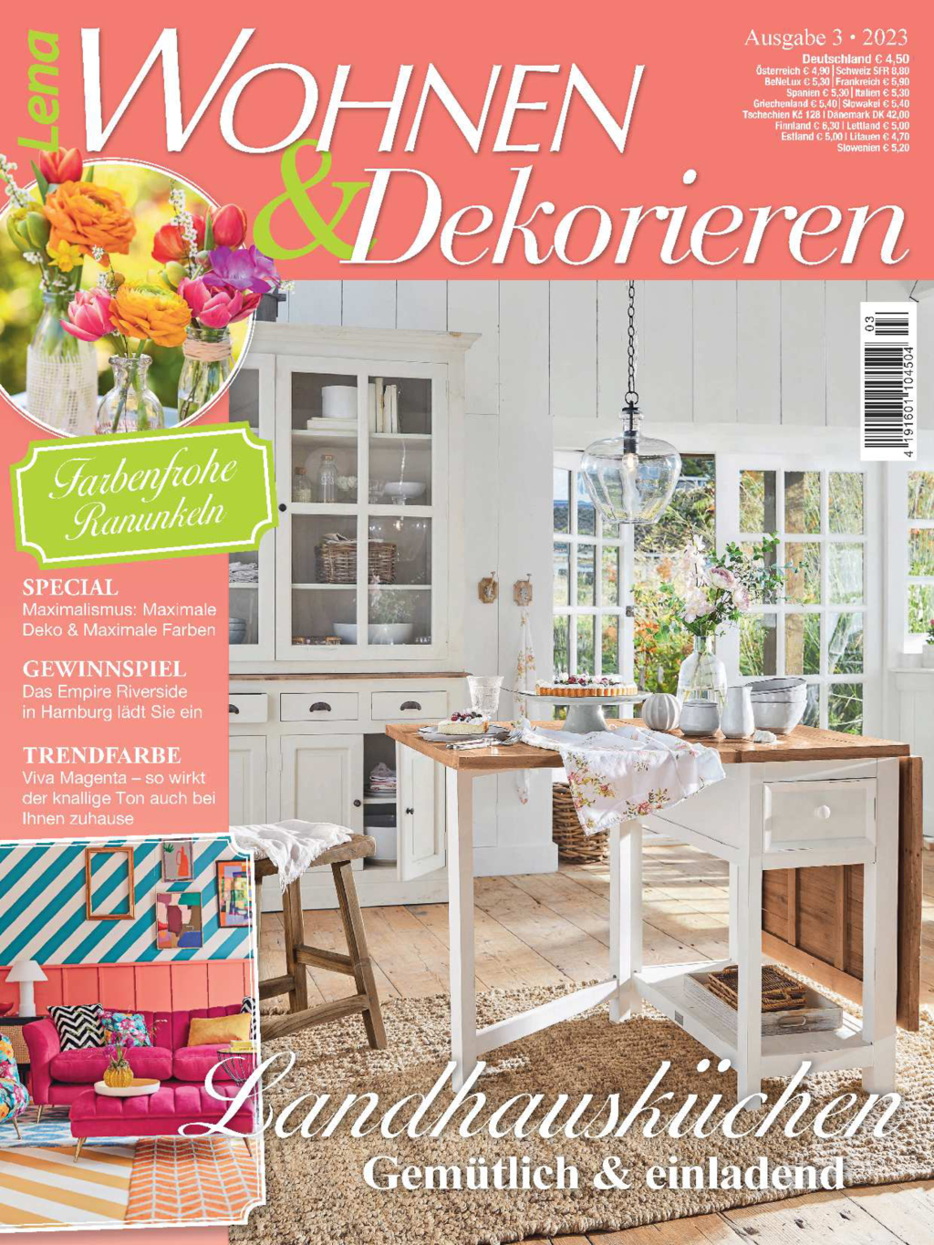 Magazin Produktbild: Lena Wohnen & Dekorieren Nr. 3/2023 - Landhausküchen- gemütlich & einladend