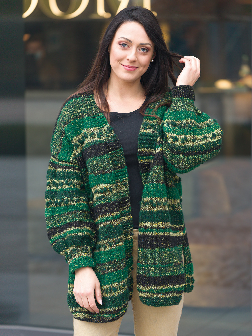 Strickset - Gemütlicher lässiger Cardigan mit Textur Gr. 36/38