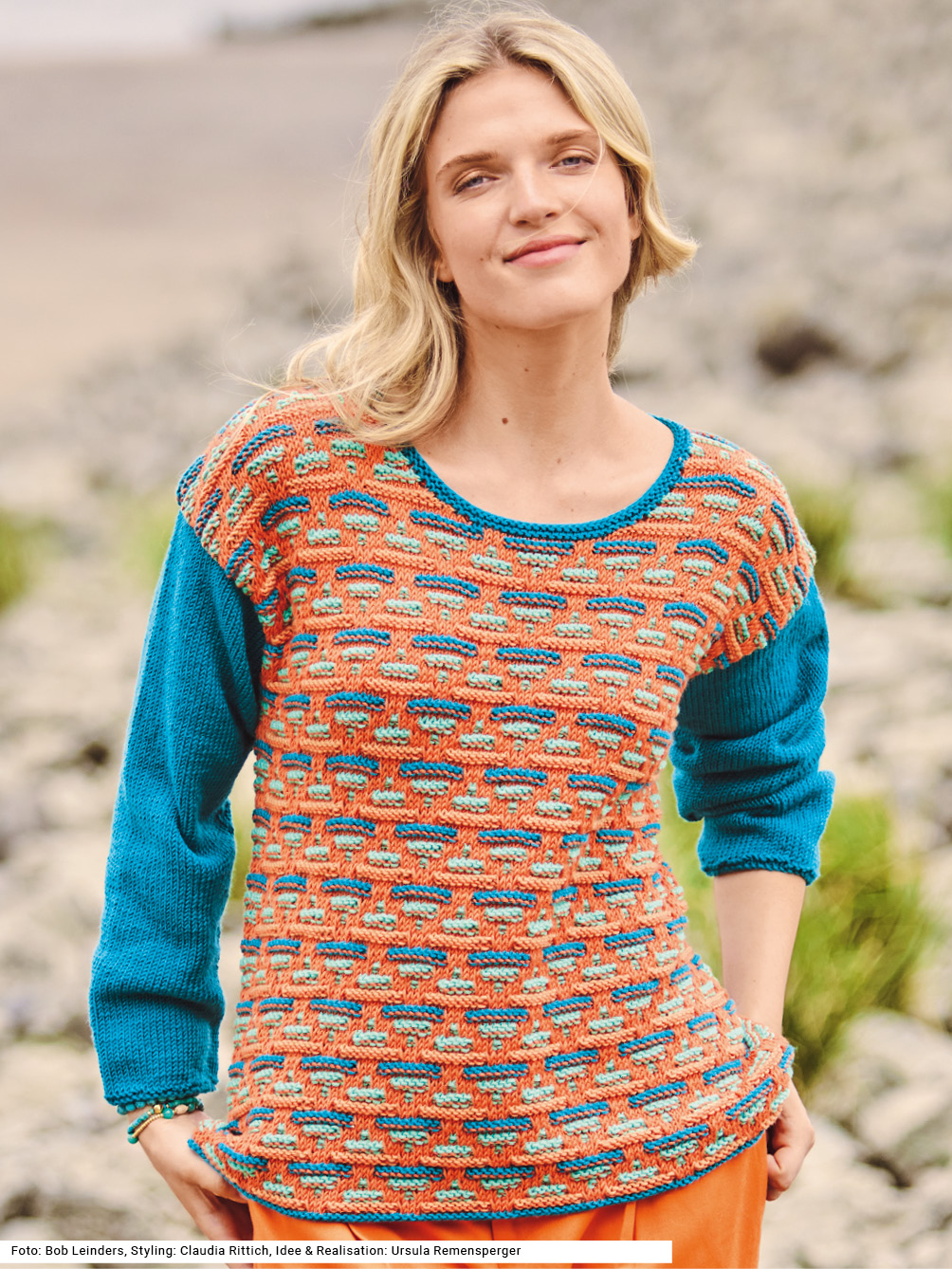 Modellansicht Bild 1: Pulli mit Hebemaschenmuster