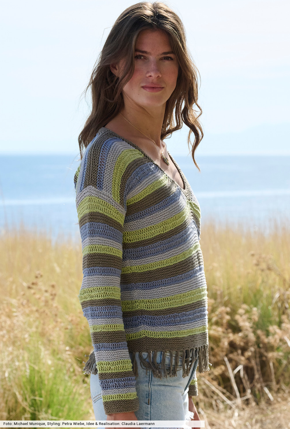 Modellansicht Bild 4: Streifenpulli mit Fransen