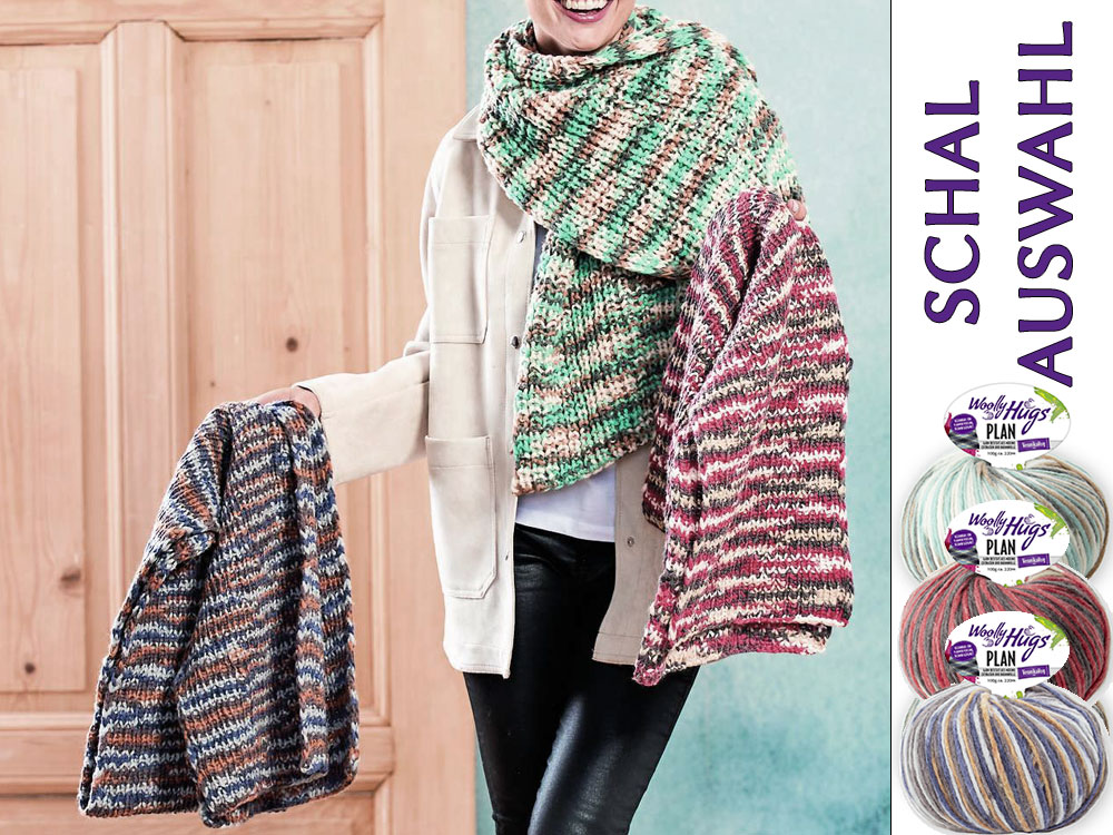 Woolly Hugs 3 Schals, 3 Farben, 2 Muster. Da ist für jeden sein Lieblingsschal dabei