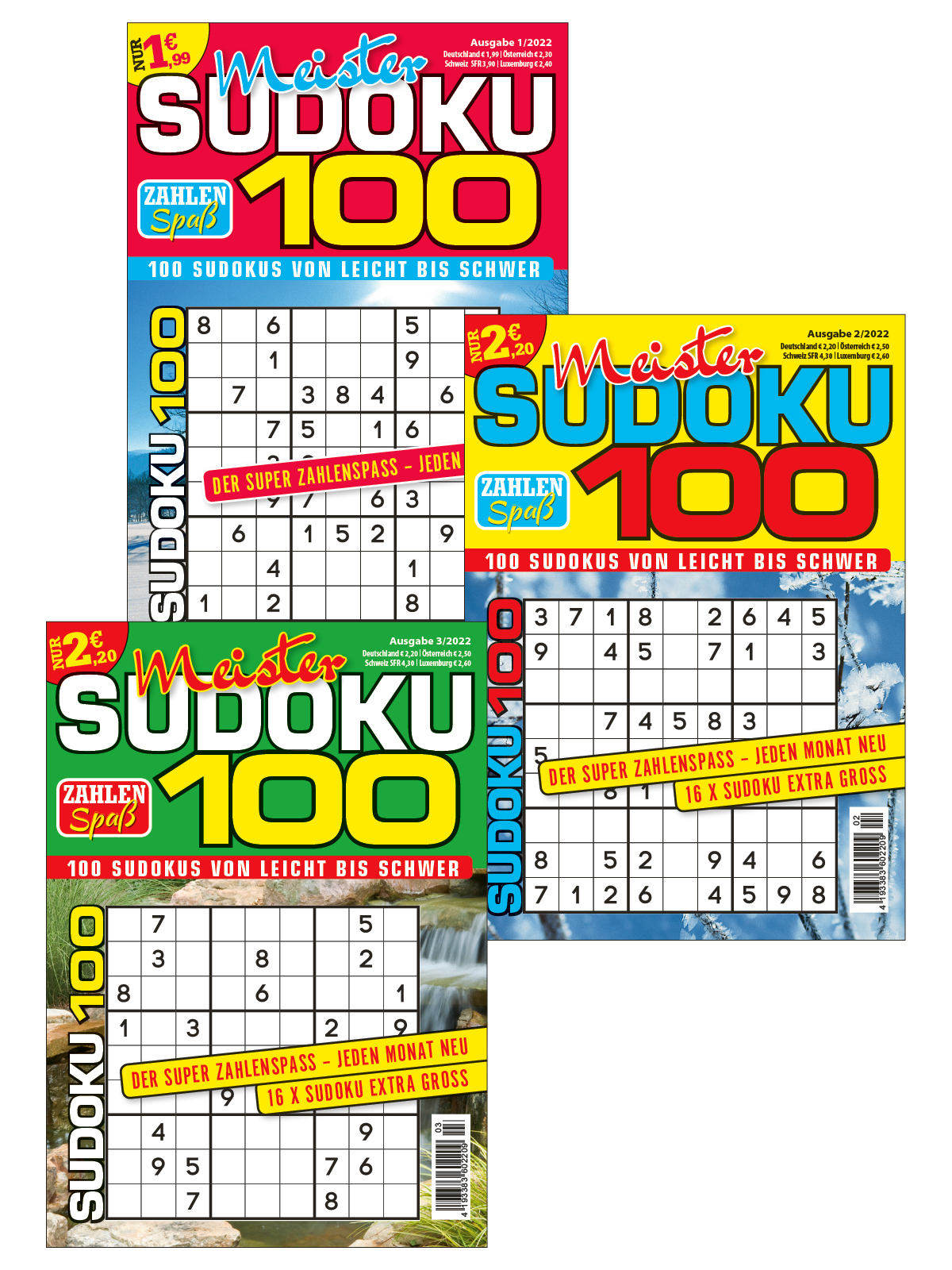 Rätsel Bundle RBu02/22: Meister Sudoku 100 22 001 + 22 002 + 22 003