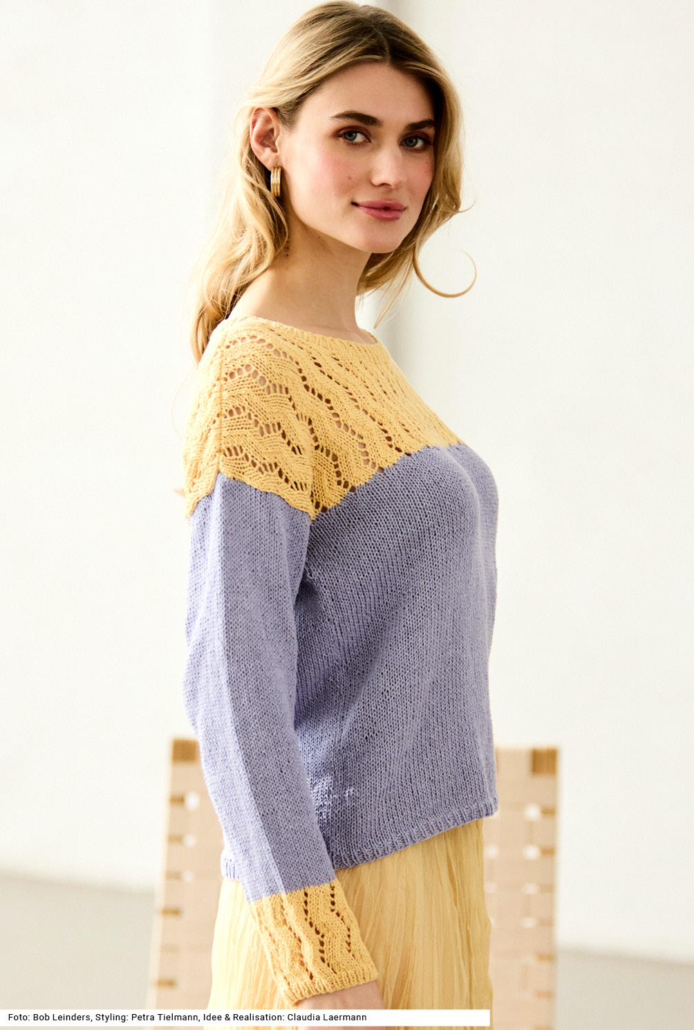 Modellansicht Bild 4: Pulli mit Ajourmusterpasse