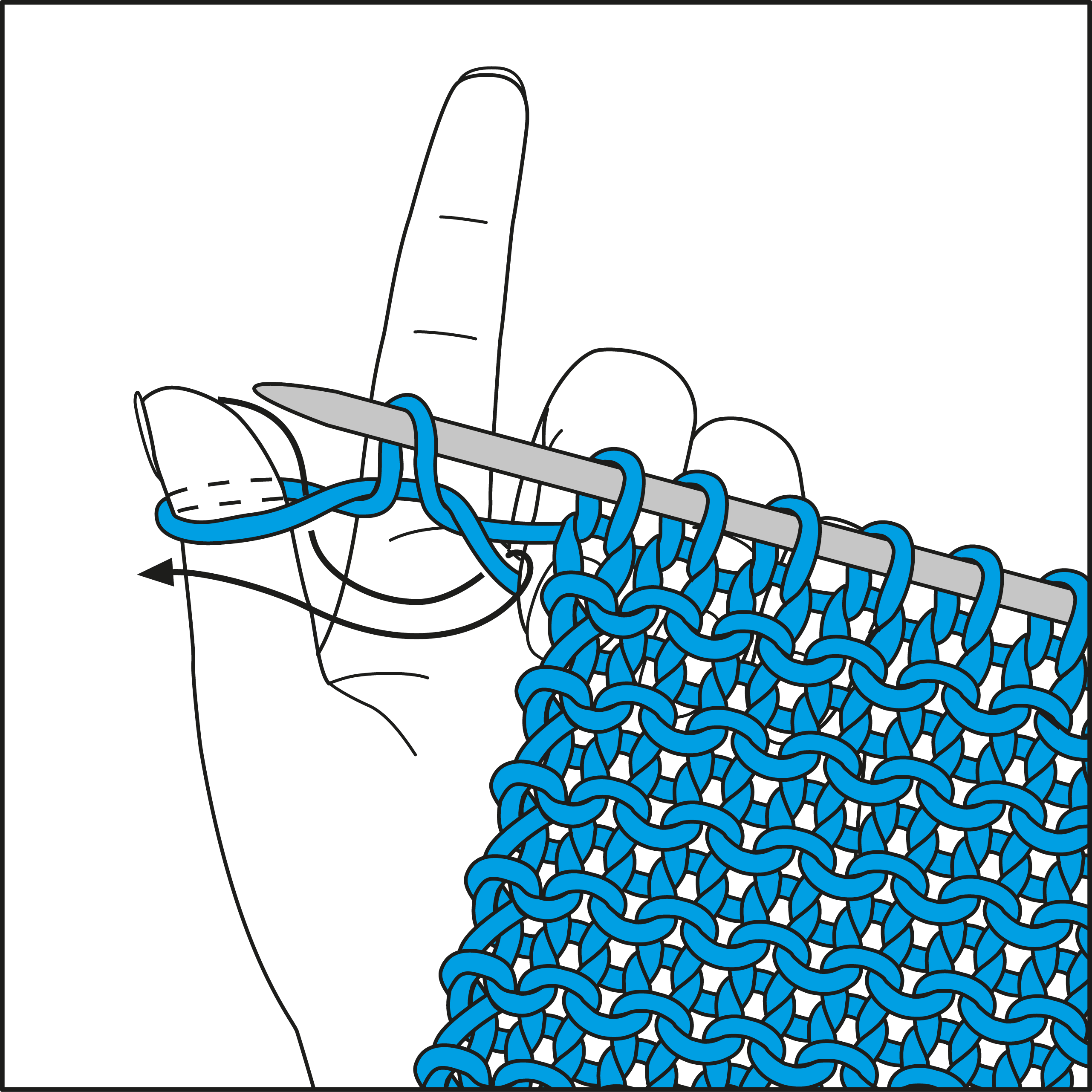 Modisches blaues Strickmuster mit feinen Details, handgemacht, DIY-Chic, einzigartig und kreativ.