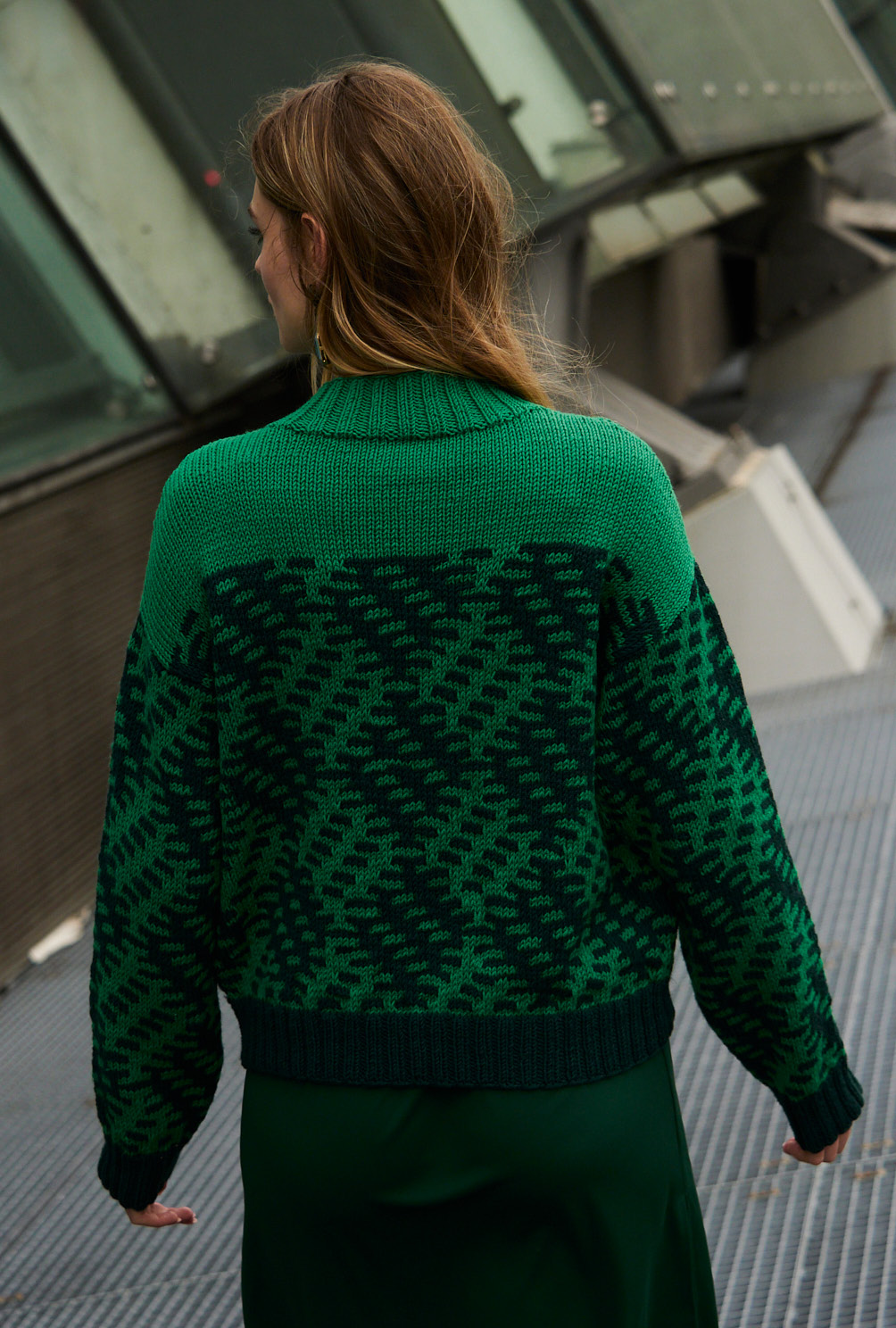 Strickset - Pulli im Hebemaschenmuster in Grün Gr. 46/48