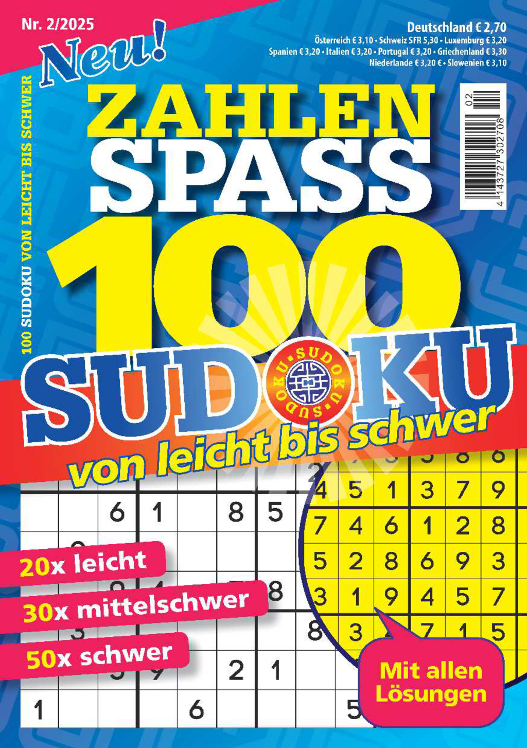 100 Sudoku von leicht bis schwer - 2/2025 Magazin Produktbild: 100 Sudoku von leicht bis schwer - 2/2025