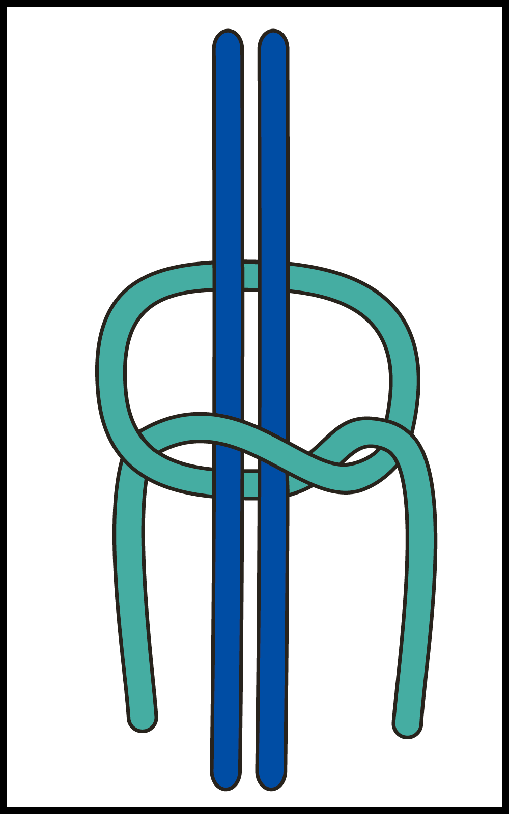 Farbenfroher Knoten mit türkis und blau, detailreich und stilvoll. DIY-Handarbeit.