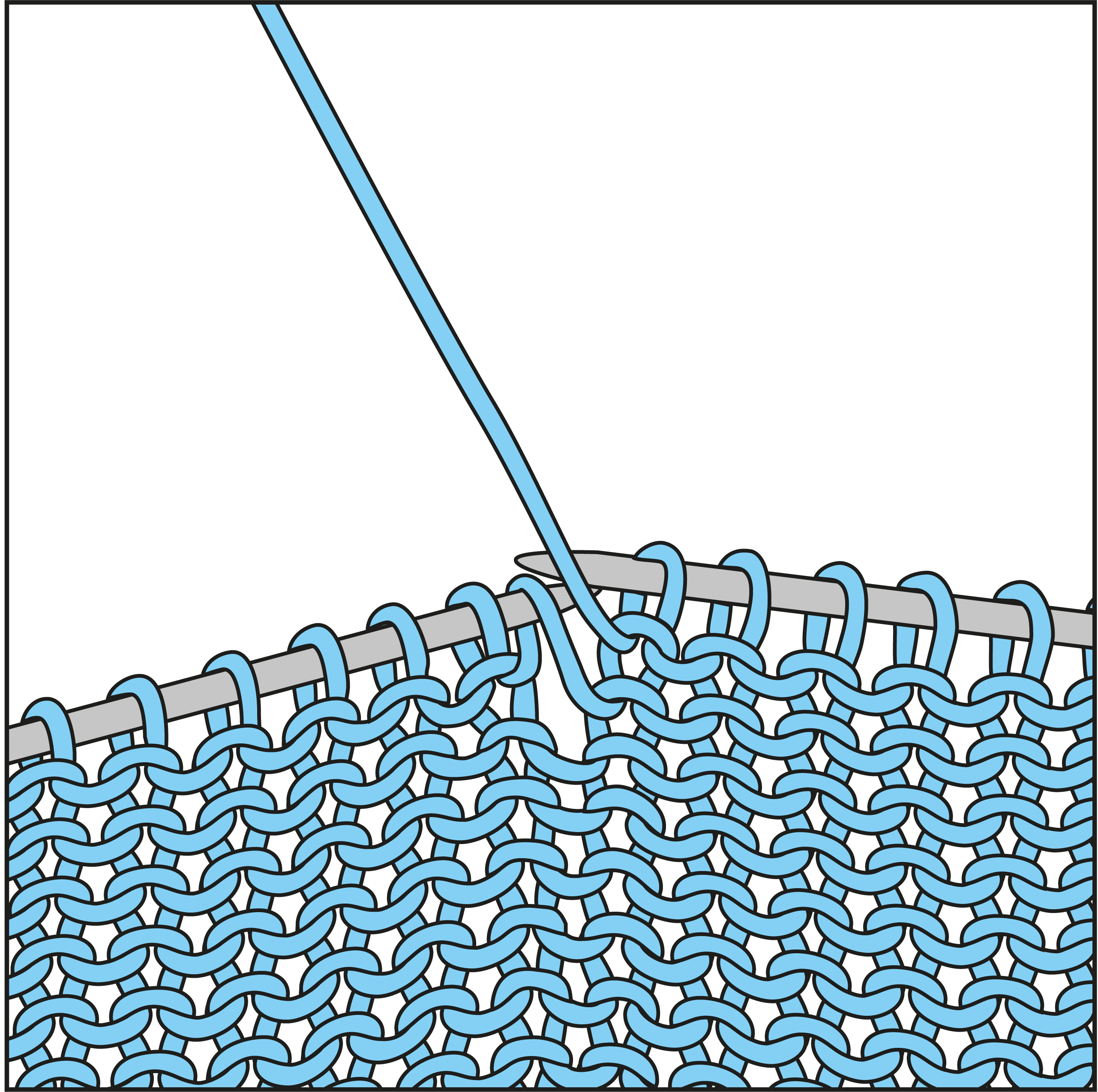 Hellblaues, handgemachtes Strickmuster; modisch, detaillierte Maschenarbeit.