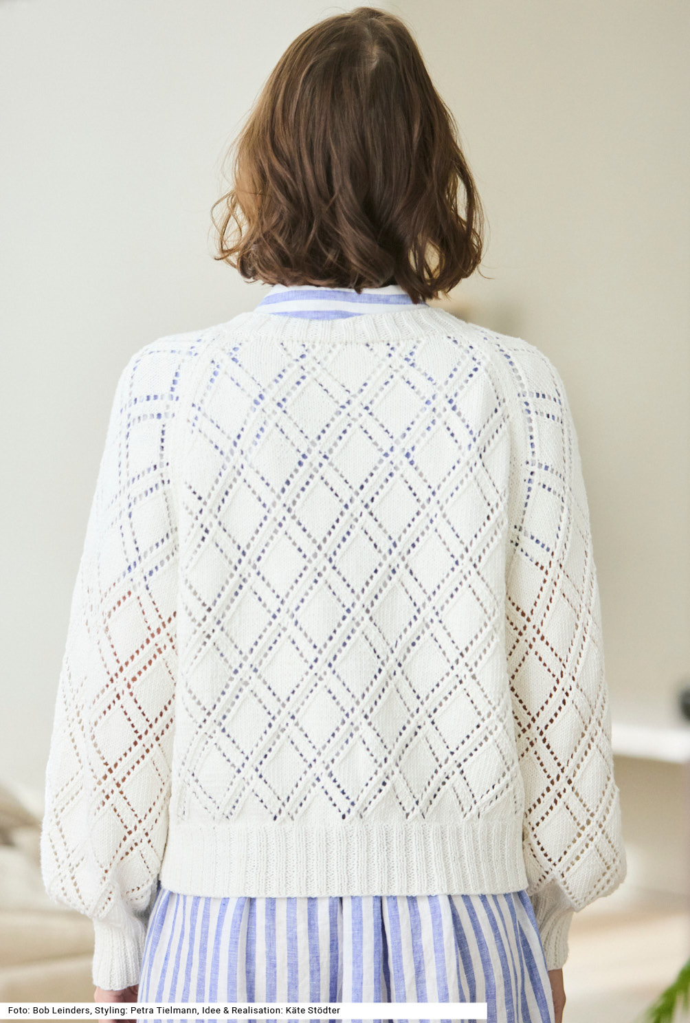 Modellansicht Bild 5: Pulli im Ajour-Rautenmuster