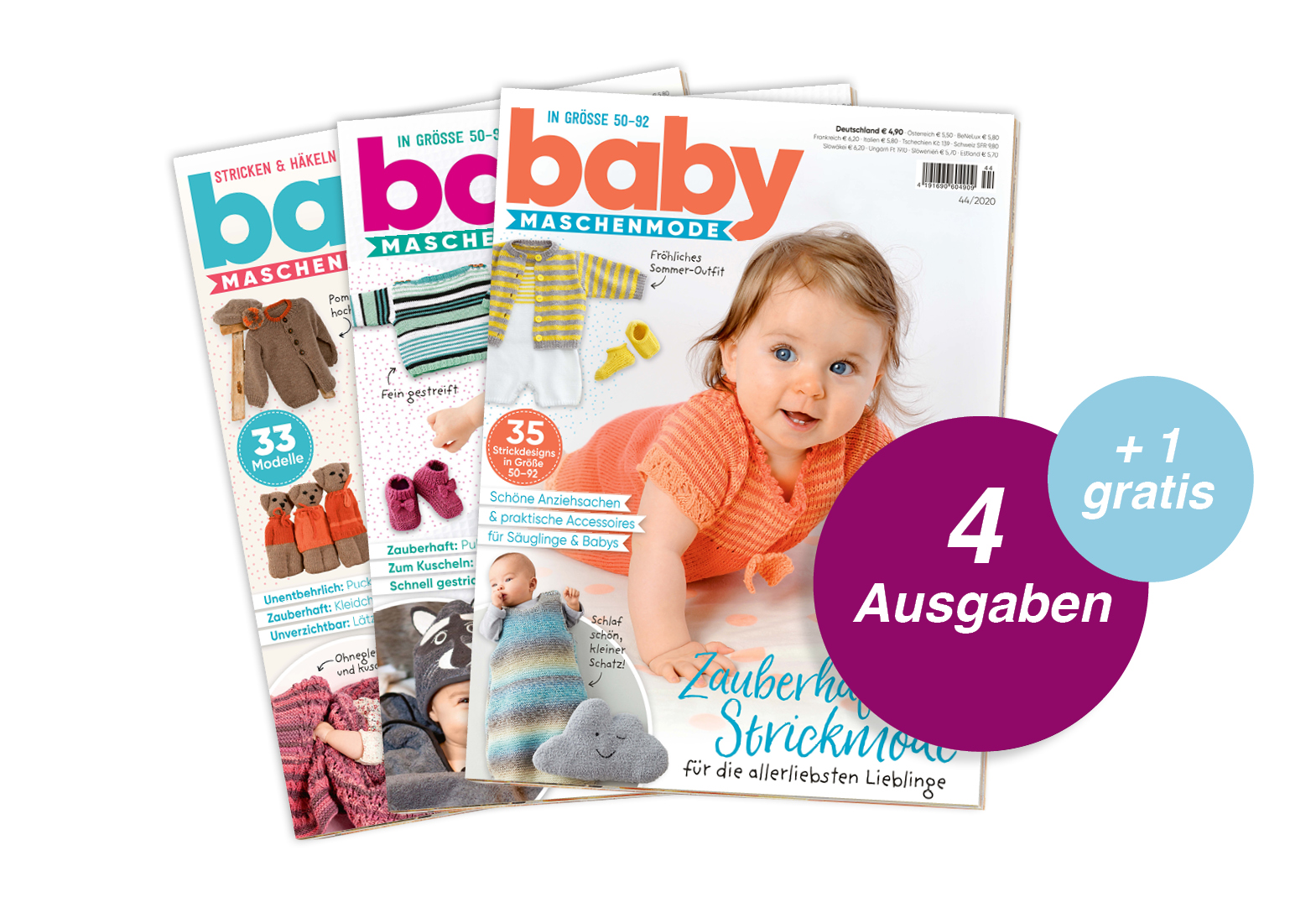 Baby Maschenmode - Abo + 1 Ausgabe gratis Strickmode für Babys: farbenfroh, handgemacht, modische Muster und Schnitte. DIY-Ideen für selbstgemachte Outfits.
