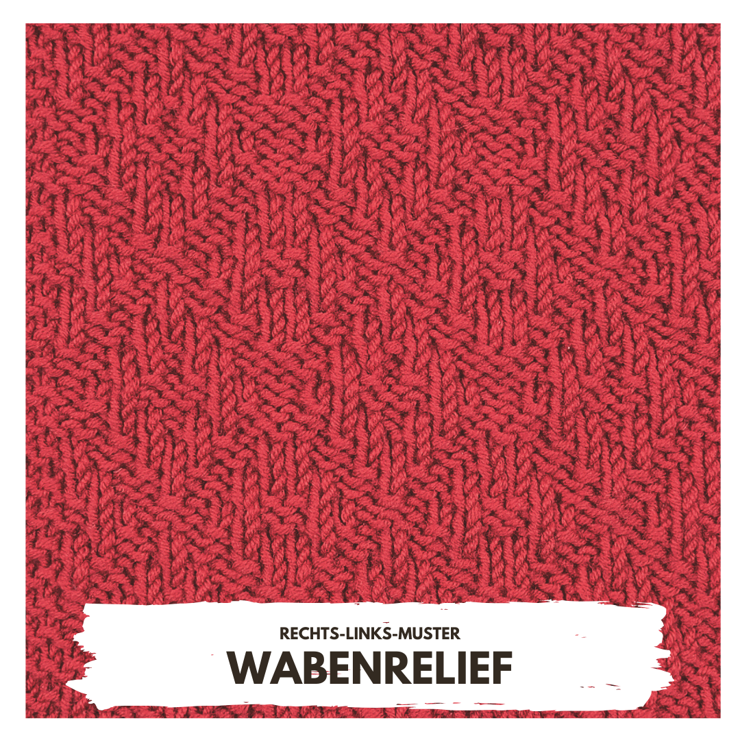 Rotes Wabenrelief in modischem Rechts-Links-Strick, handgemacht mit texturiertem, eleganten Muster.