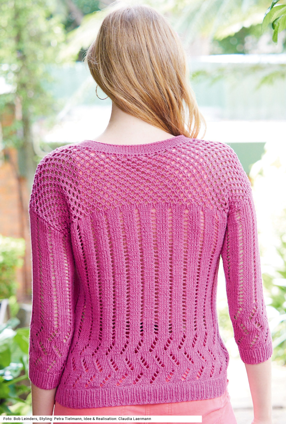 Modellansicht Bild 5: Pulli mit Ajourmustern in Pink