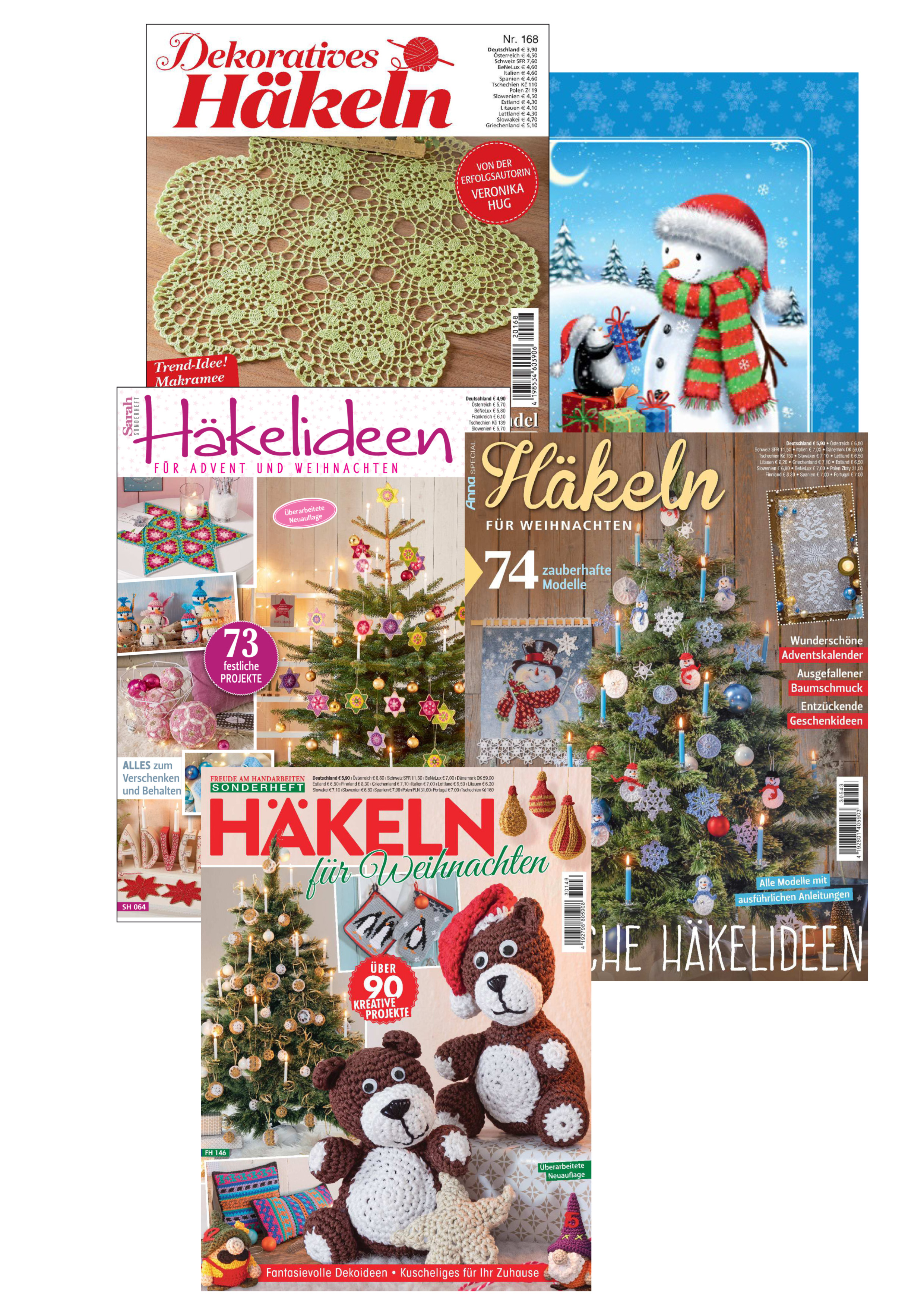 Weihnachts Häkel Bundle: DH168/22+FH146+SH064+A543+FH146+Extra Weihnachtstasche Schneemann Weihnachts Häkel Bundle: DH168/22+FH146+SH064+A543+FH146+Extra Weihnachtstasche Schneemann