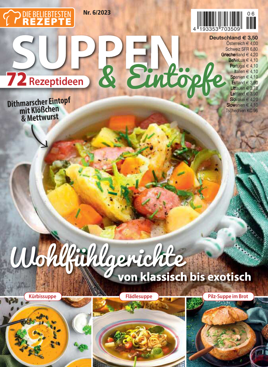 Magazin Produktbild: Die beliebtesten Rezepte 6/2023 - Suppen & Eintöpfe