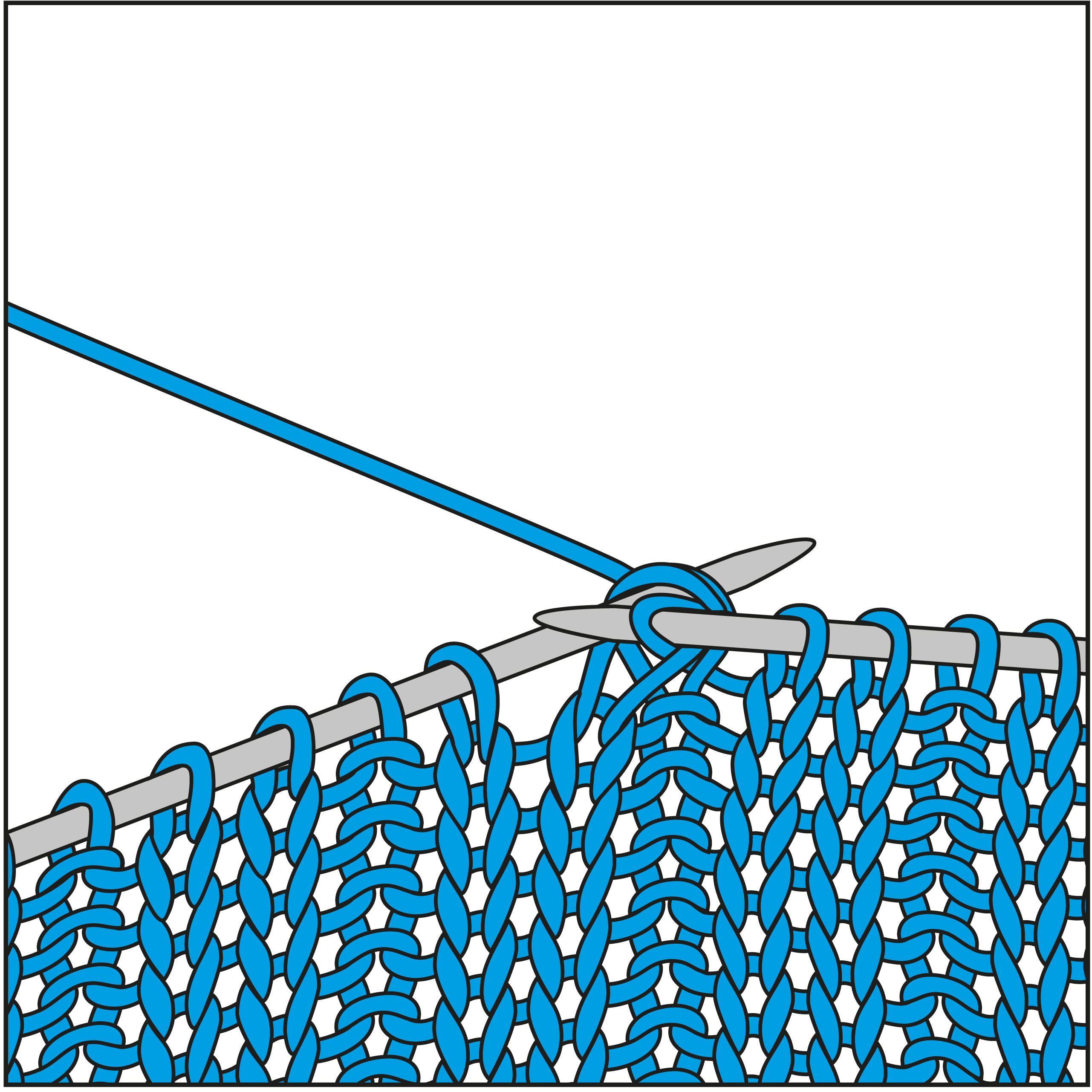 Blaues Strickmuster, lineares Design, handgemacht, DIY, modische Handarbeit.