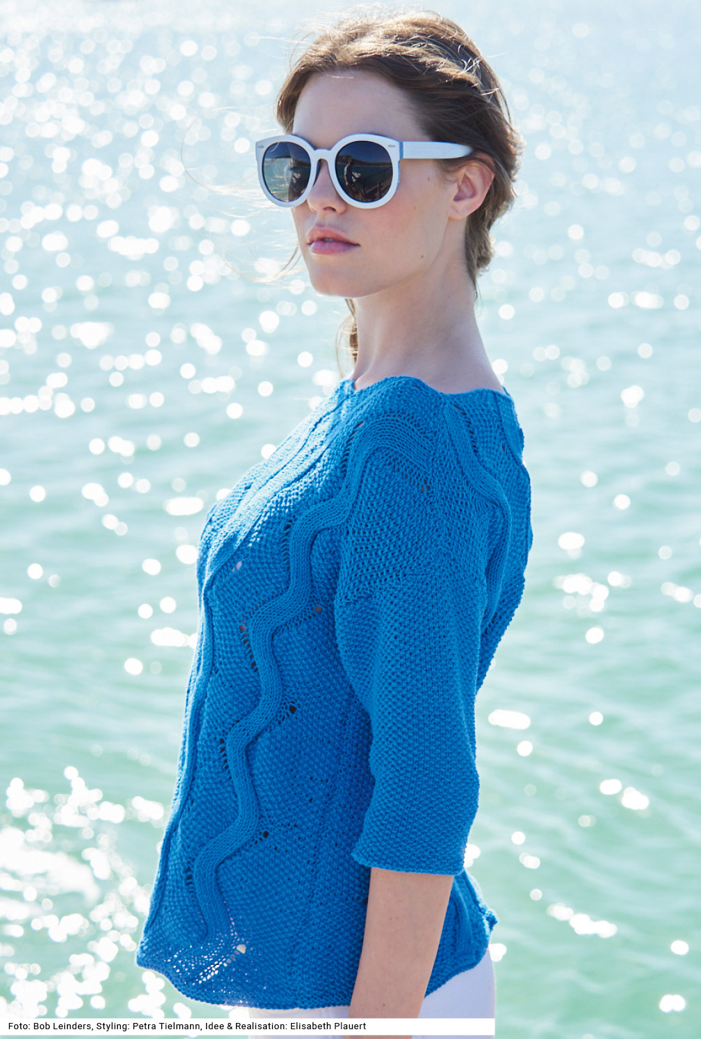 Pullover mit Wellenmuster in Blau