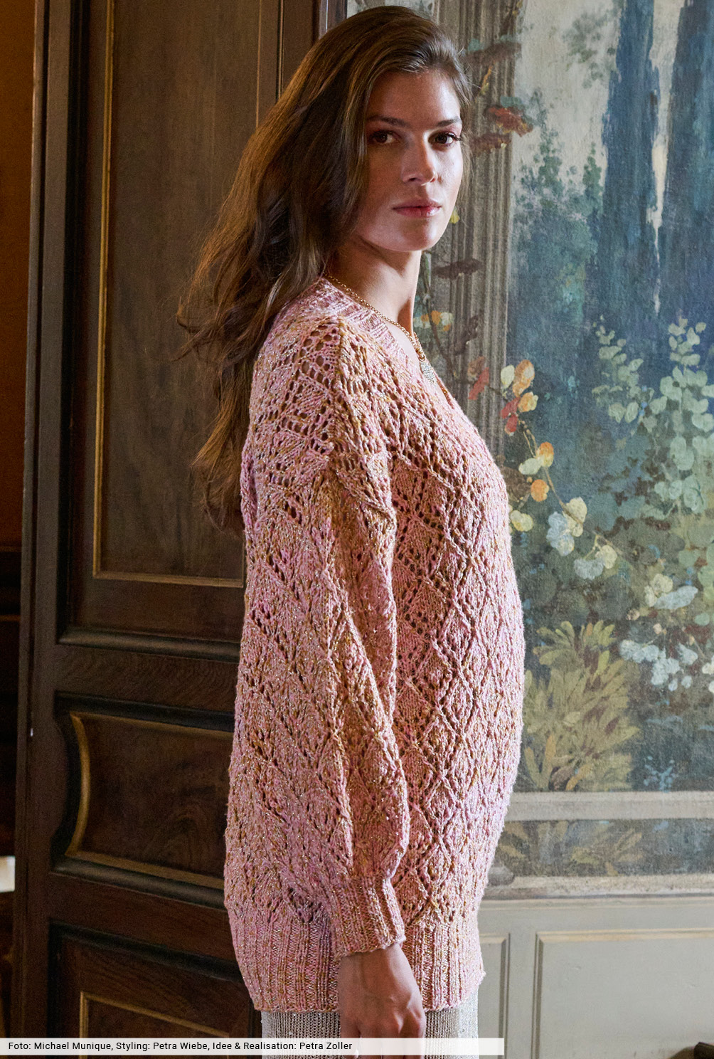 Modellansicht Bild 4: Pulli im Rauten-Ajourmuster