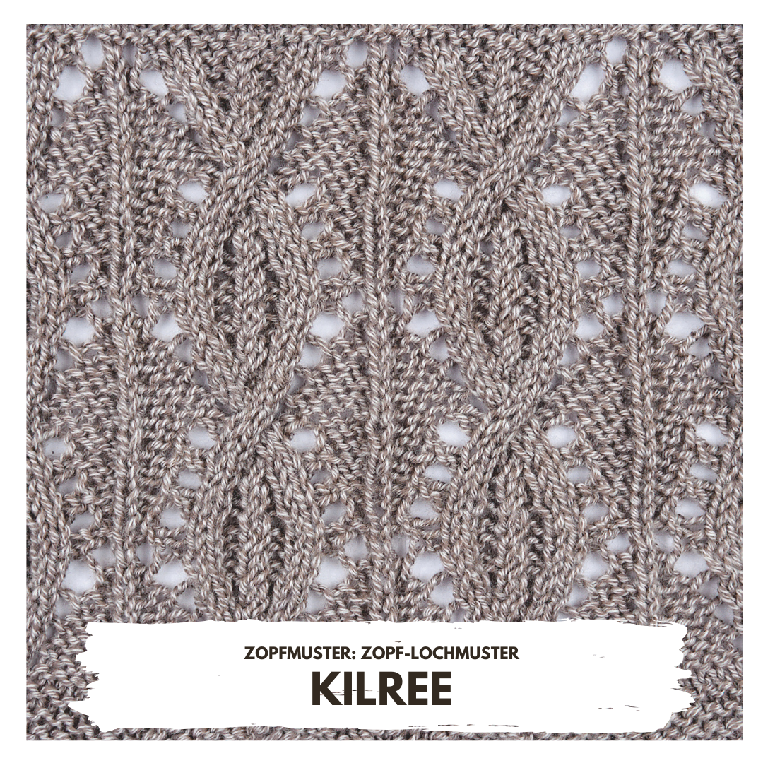 Feines Zopf-Lochmuster in grauem Garn, kunstvoll handgemacht, mit raffinierter Textur und modischem Flair.