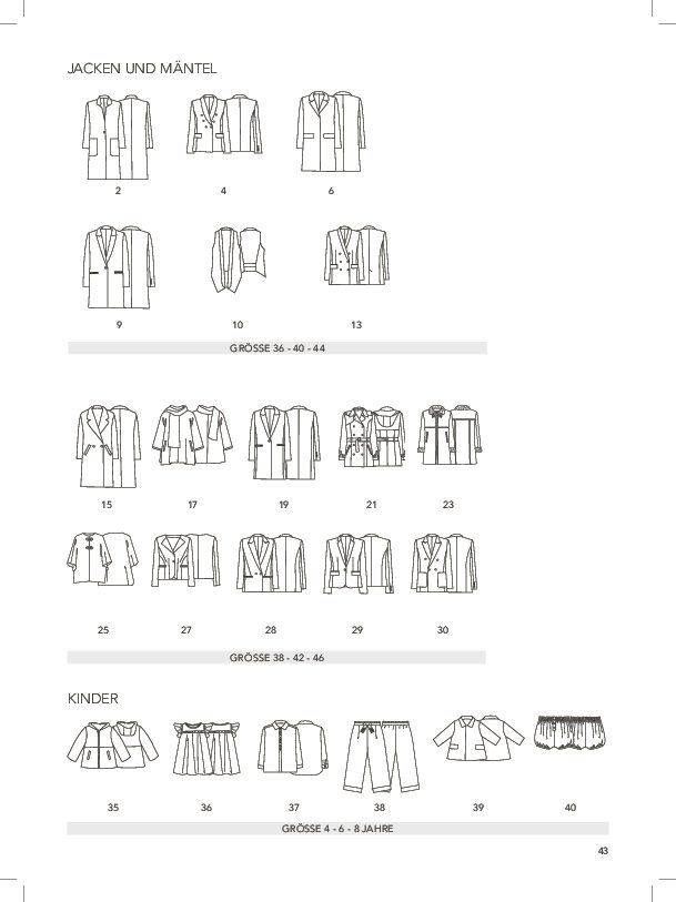 Kreative, modische Jacken und Mäntel, DIY-Stil, handgemacht. Vielfältige Schnitte für jedes Alter.