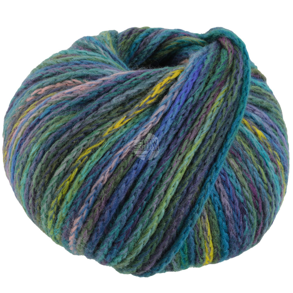Garnbild Lana Grossa Cool Merino Big Jade/Petrol/Türkis/Graubeige/Lila/Gelbgrün/ Brombeer/Blau Nr. 407