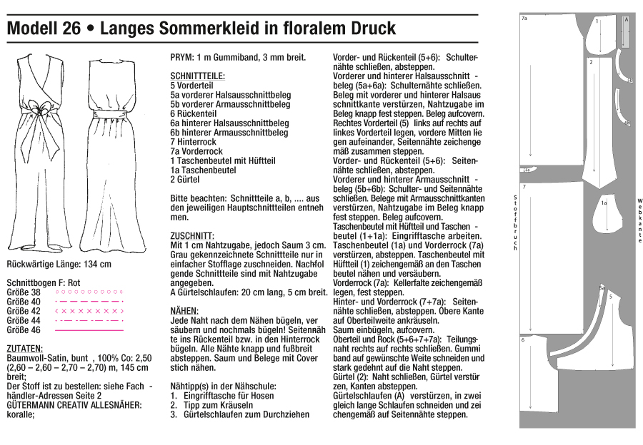 Langes Kleid mit floralem Muster, ärmelloser Schnitt, betonte Taille, DIY, handgemachte Eleganz.
