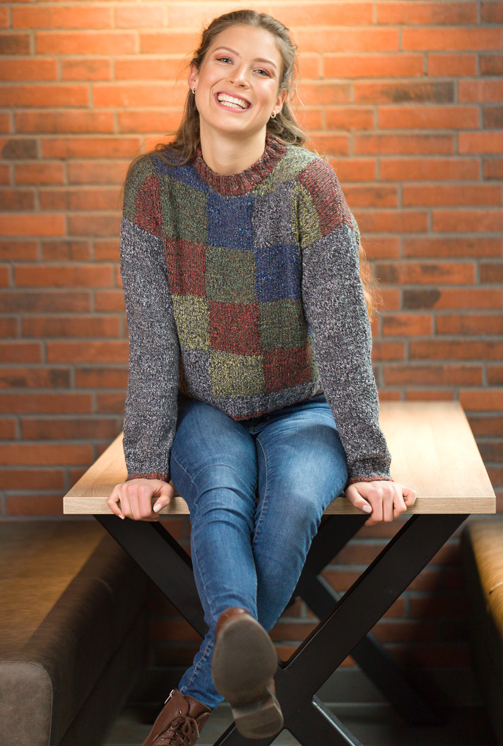 Carolin - Pullover mit Schachbrettmuster