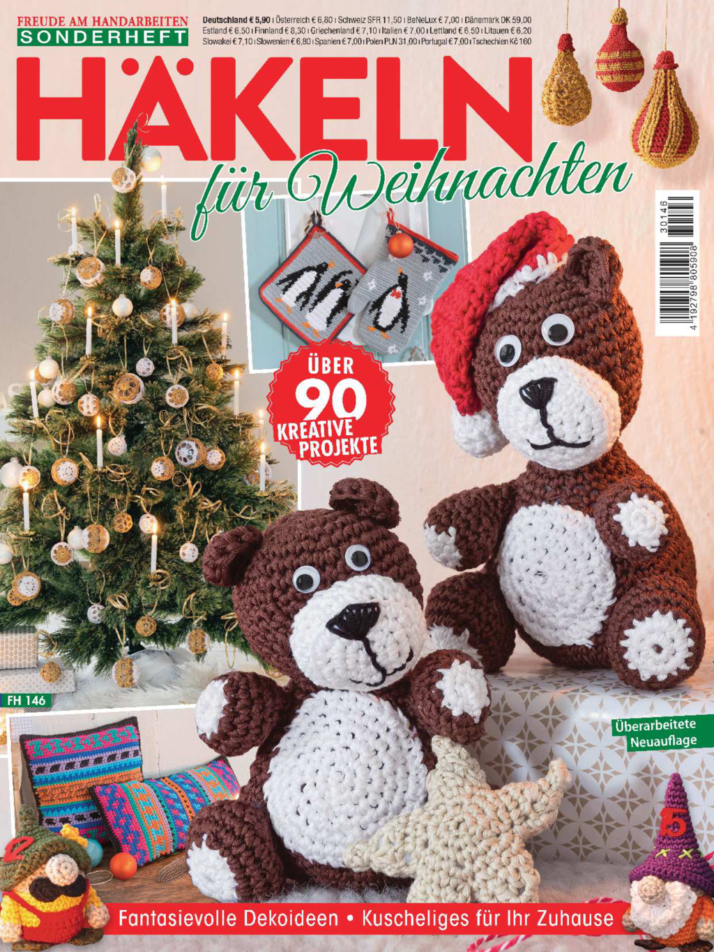 Weihnachts Häkel Bundle: DH168/22+FH146+SH064+A543+FH146+Extra Weihnachtstasche Schneemann