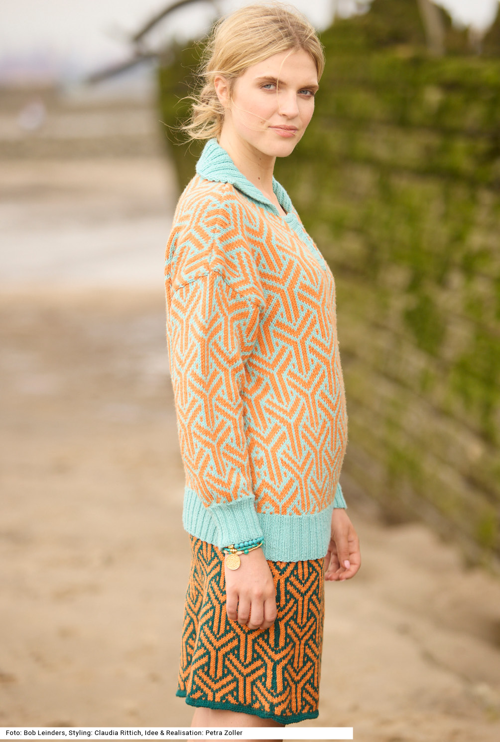 Modellansicht Bild 4: Pullover und Rock im Jacquardmuster