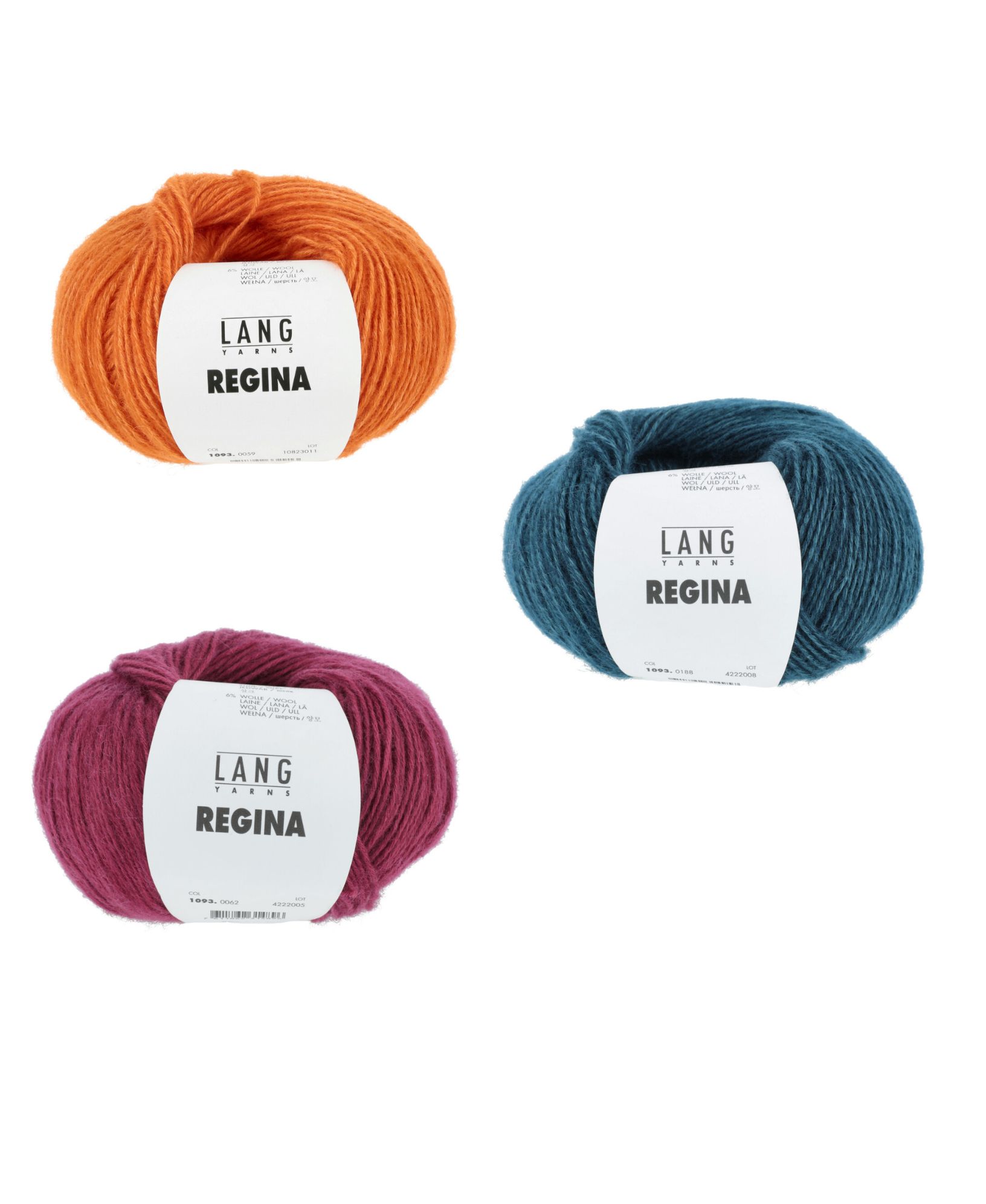 Leuchtende Wollknäuel in Orange, Blau, und Pink. Perfekt für modische DIY-Projekte und Handarbeit.
