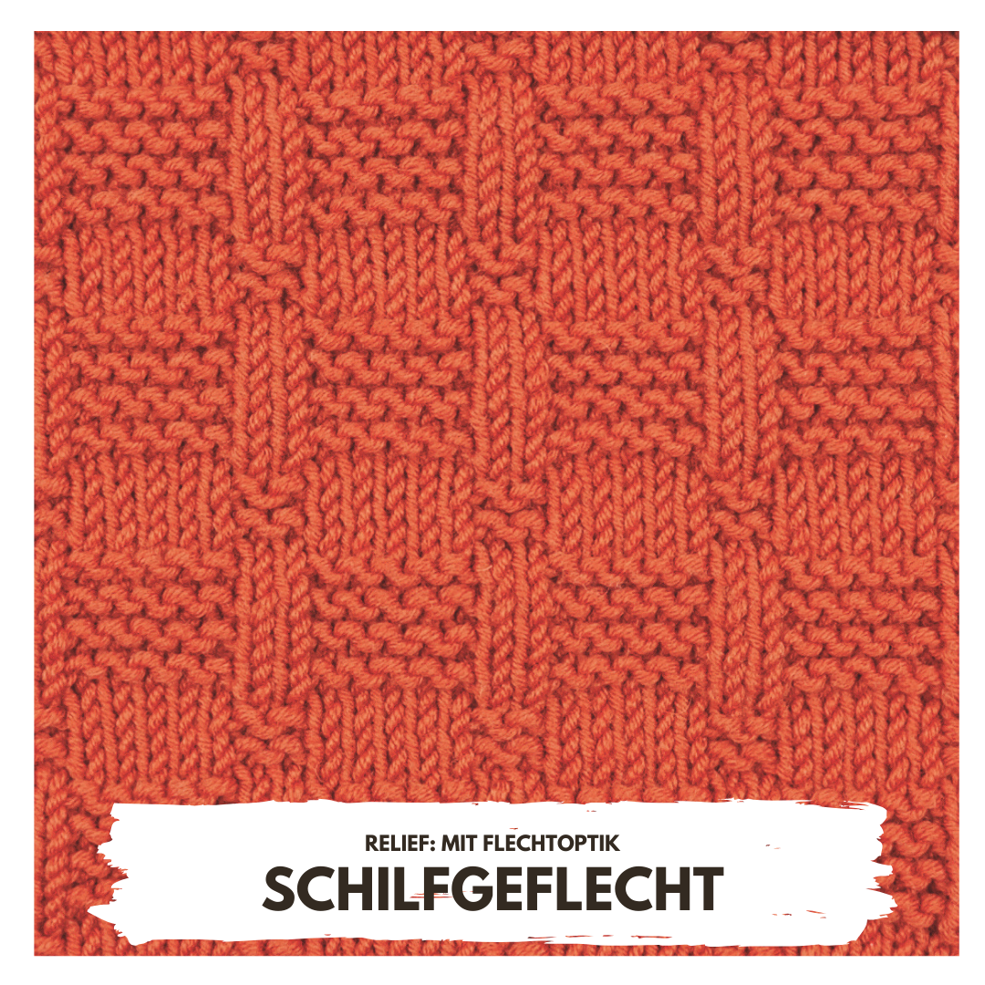 Rotes Strickmuster; geflochtenes Design. Modisch, handgemacht, DIY, detailreich.
