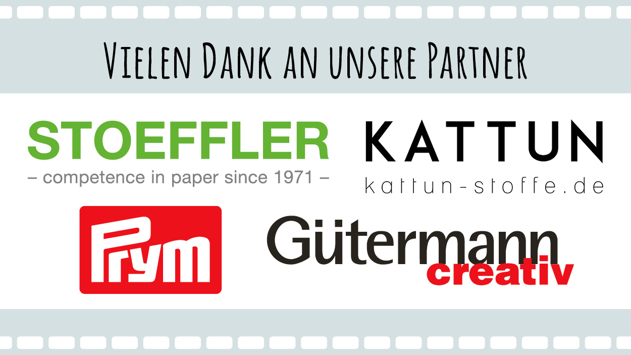 Vielfarbige Logos auf weißem Hintergrund; modern, kreativ, stilvoll gestaltet. Dank an unterstützende Partner.