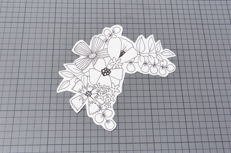 Schwarz-Weiß-Blumenmotiv, detailliert und handgemacht. Ideal für kreative Bastelprojekte. Modisch und versatil.