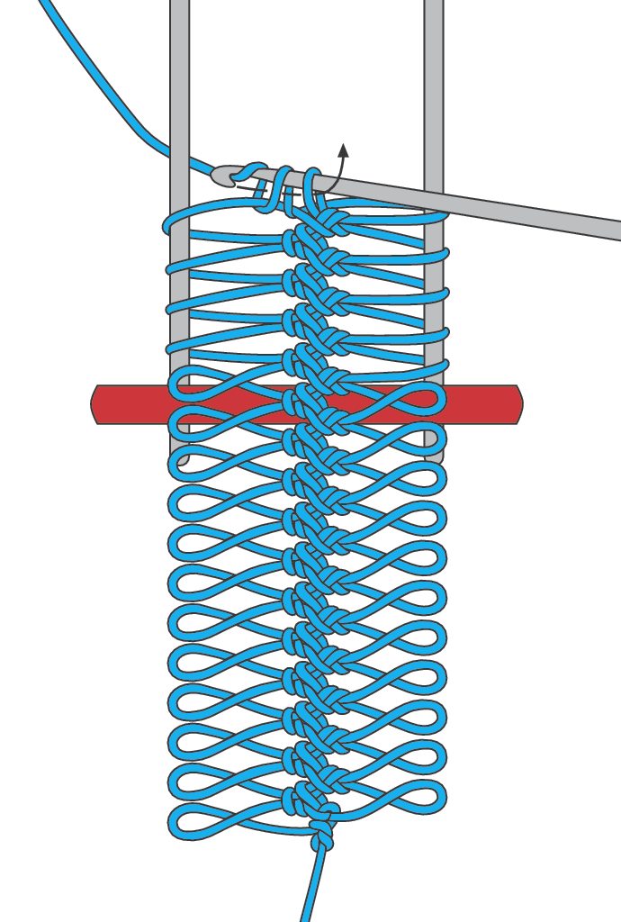 Blaues Flechtmuster, detailliert und handgemacht. DIY-Technik, elegant und kunstvoll gestaltet.