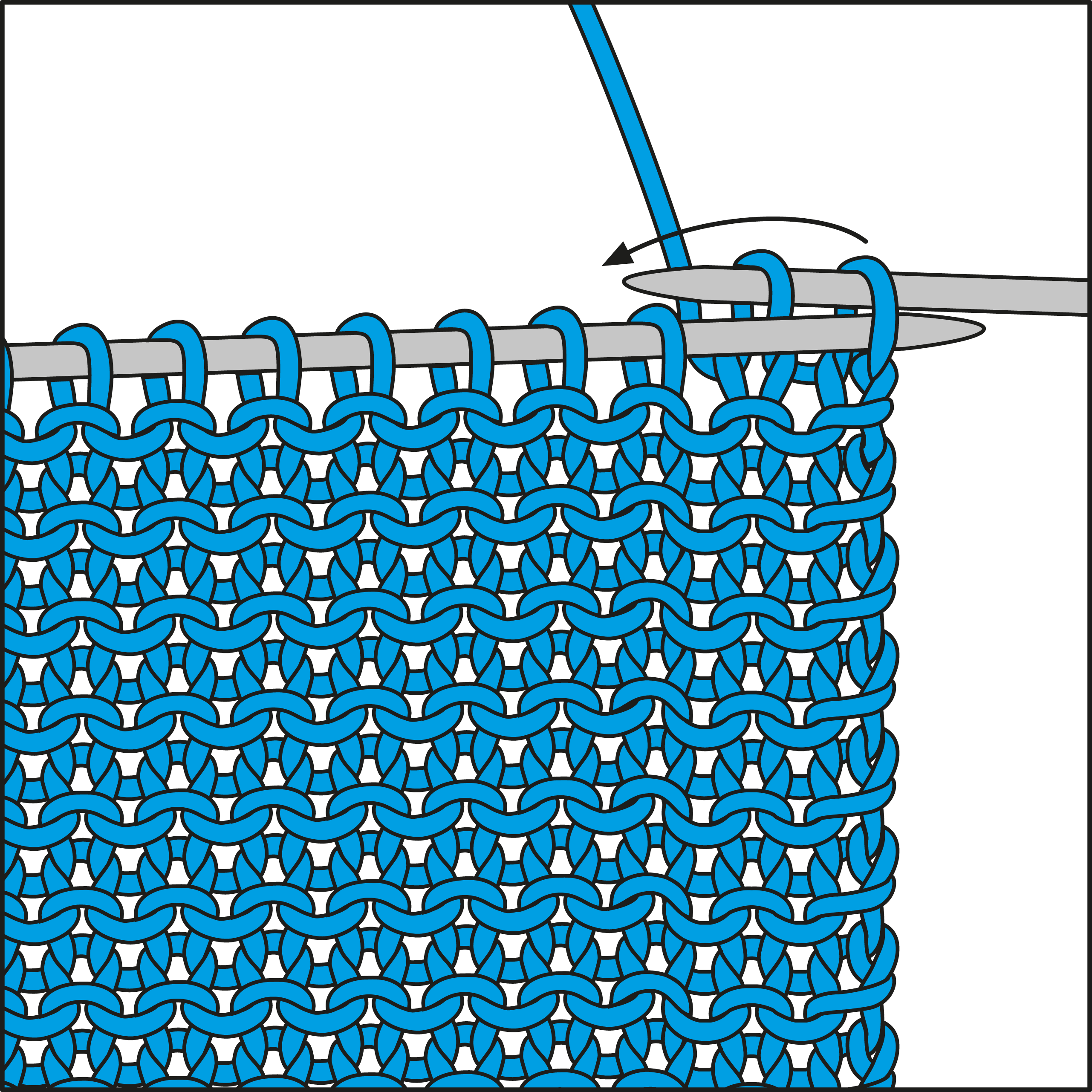 Selbstgemachtes, modisches Strickmuster in leuchtendem Blau. Strukturierter, handgearbeiteter Stil.