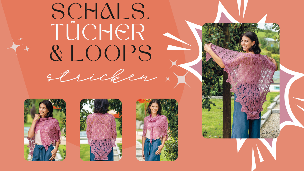 Luftiger, rosa Schal, handgemacht. Filigranes Muster, modisch und trendig, ideal als Accessoire.