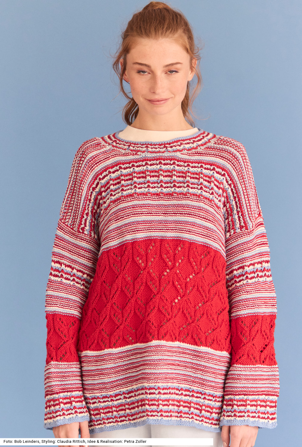 Modellansicht Bild 2: Pulli mit Ajour- und Hebemaschenmustern