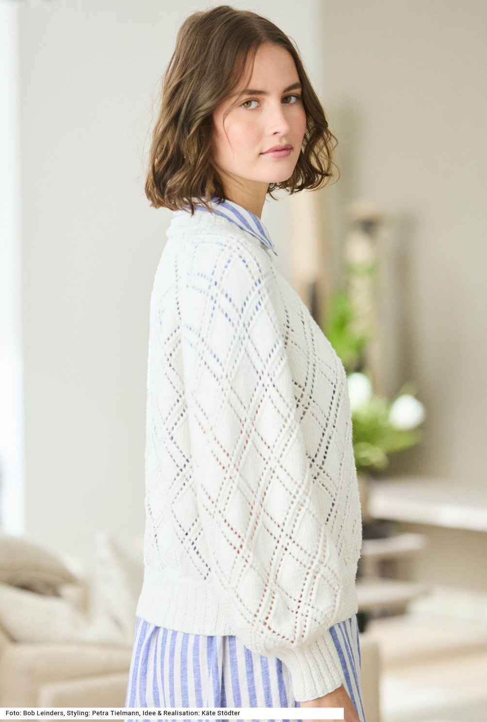 Modellansicht Bild 4: Pulli im Ajour-Rautenmuster