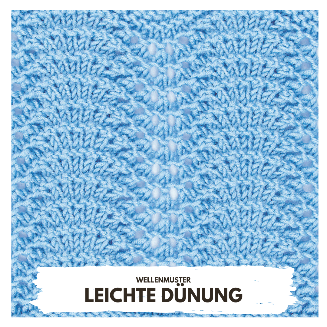 Handgestrickt, blaues Wellenmuster, weiche Textur, modisch, kunstvolle Strickarbeit.
