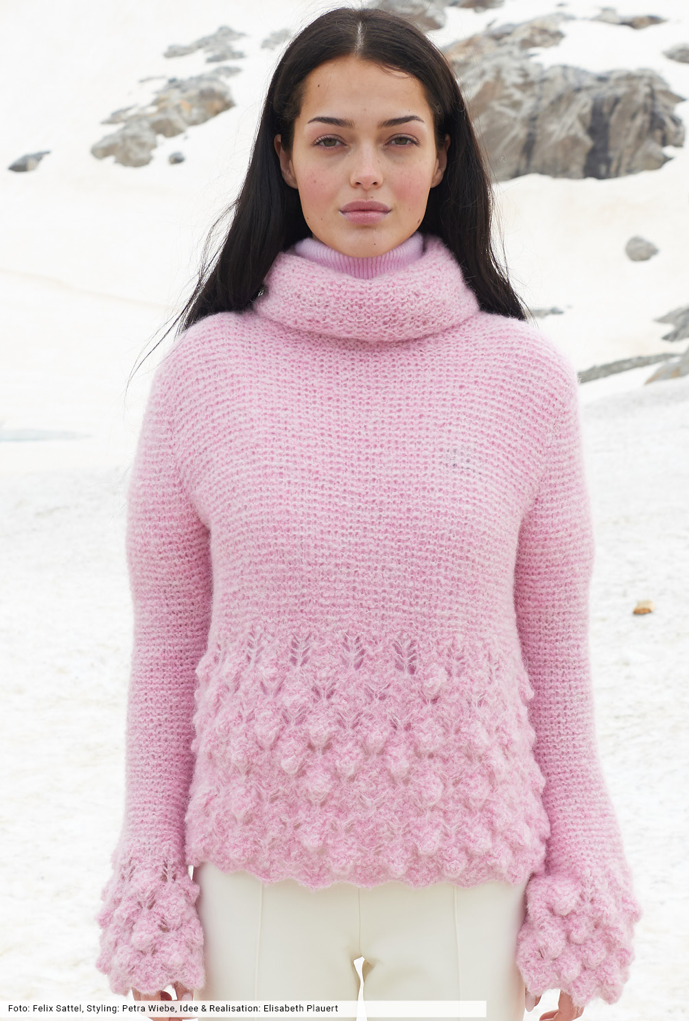 Modellansicht Bild 3: Pulli mit Noppenmuster und Rollkragen