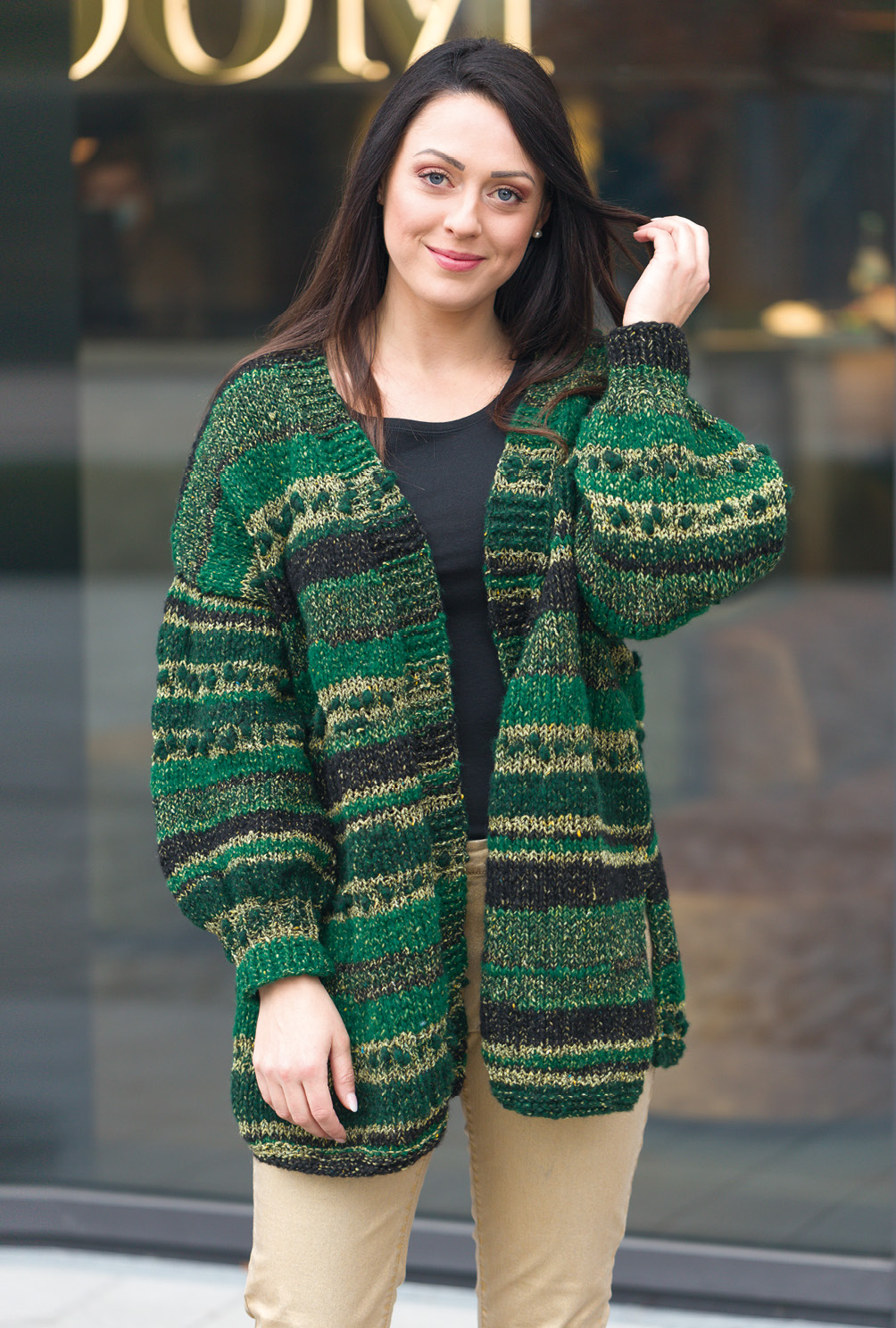 Strickset - Gemütlicher lässiger Cardigan mit Textur Gr. 36/38