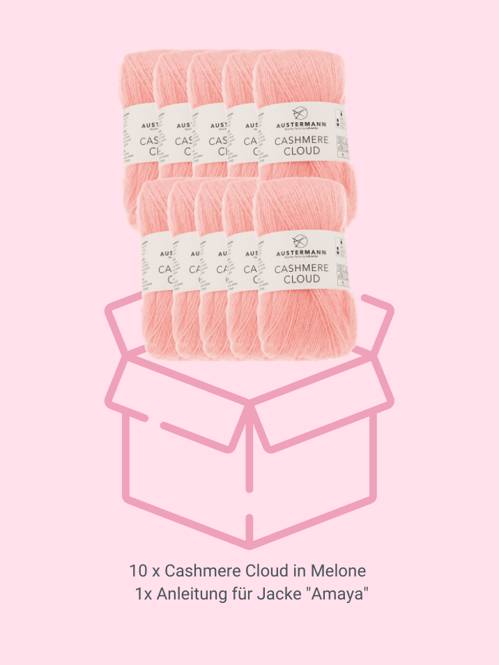 Zartes melonenfarbenes Cashmere-Garn, ideal für handgemachte, modische DIY-Projekte.