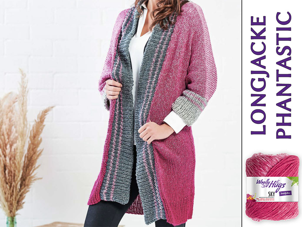 Woolly Hugs Longjacke in Rosa-Grau