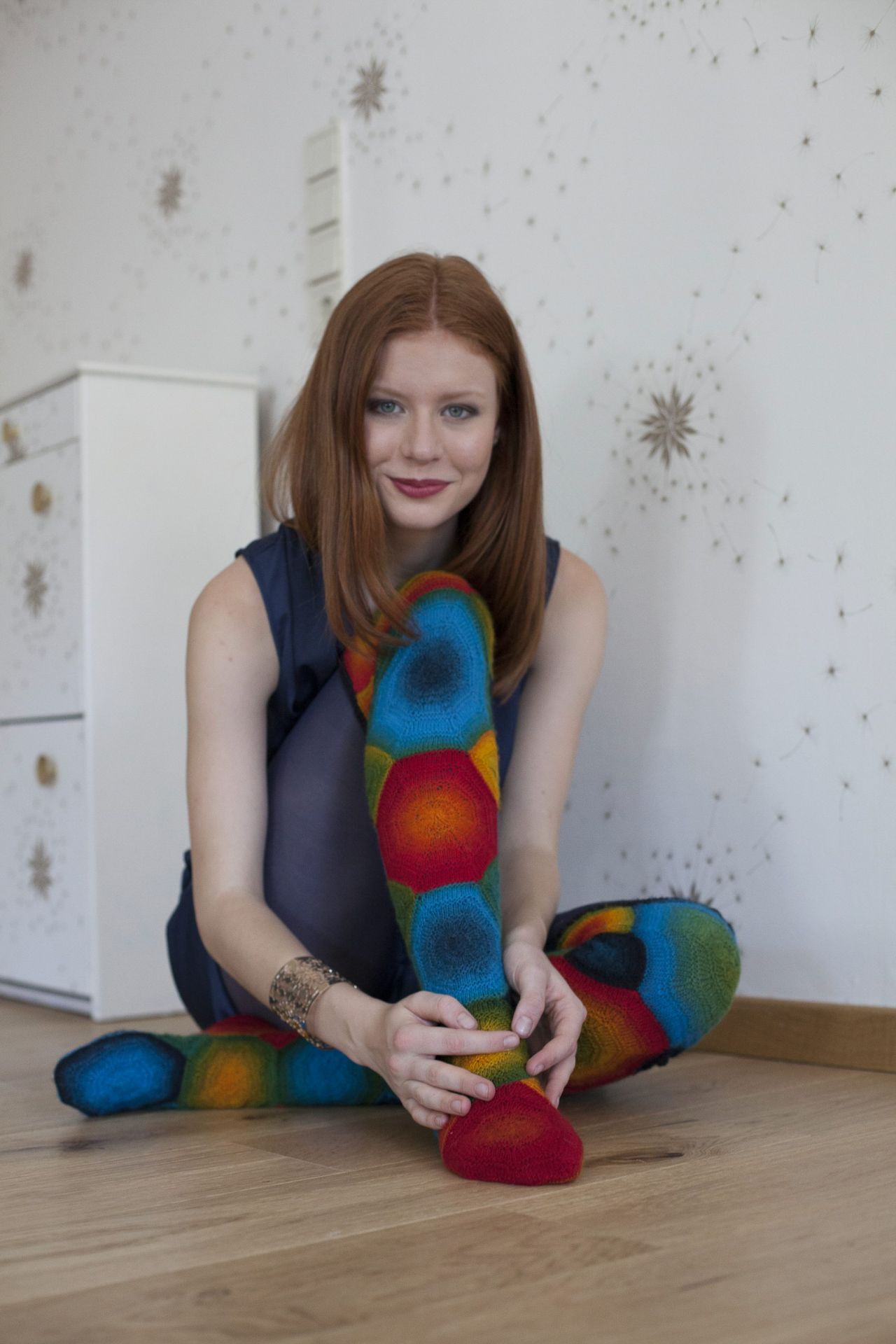 Bunte Overknees in PatchworkTechnik